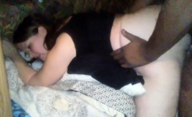Curvy Brunette Has A Black Guy Plowing Her Cunt Doggystyle