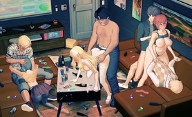 Buxom Anime Cuties Expressing Their Love For Group Sex