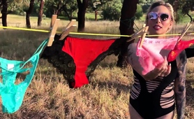 Femdom Milf Has Her Panties Drying On Clothesline Outside