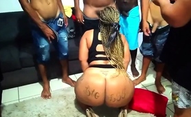 Big Butt Brazilian Milf Works Her Mouth On A Gang Of Cocks