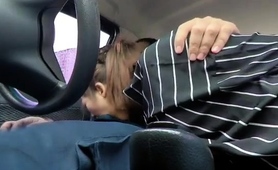 Amateur Asian Girl Shows Off Cocksucking Skills In The Car
