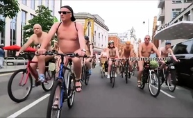 Naked Bike Ride With Hundreds Of Nude European Cyclists